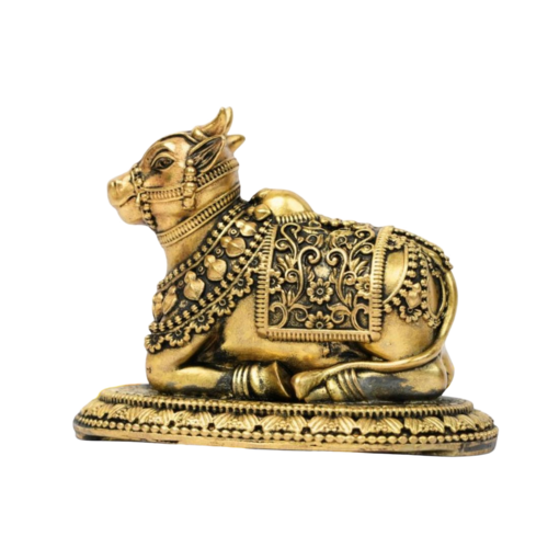 Ritualistic Pure Brass Nandi Idol - Color: Gold