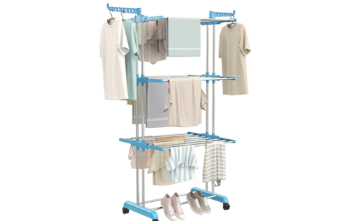 Steel Silver Cloth Stand - Steel, Silver Finish | Stable, Rust Resistant, Easy to Move