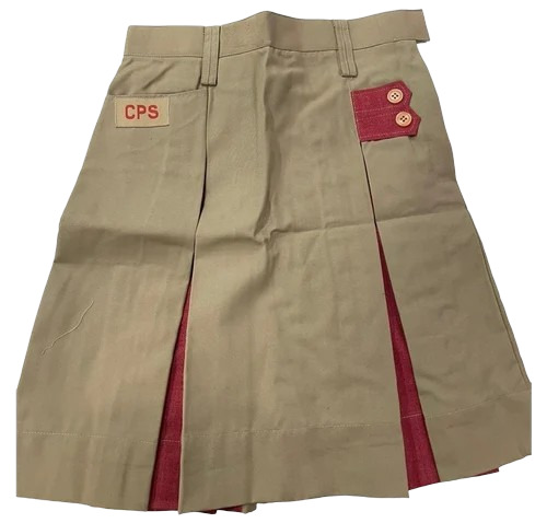 Girls Cotton Khaki School Skirt - Color: Brown