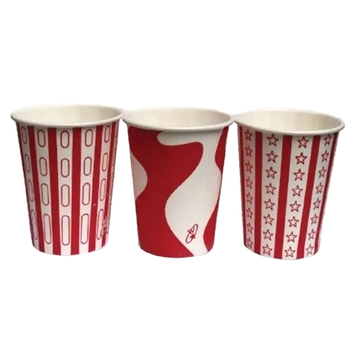 Disposable Cups - Paper 50-150 ml, Red & White, Printed | Lightweight, Biodegradable, Heat & Leak Resistant