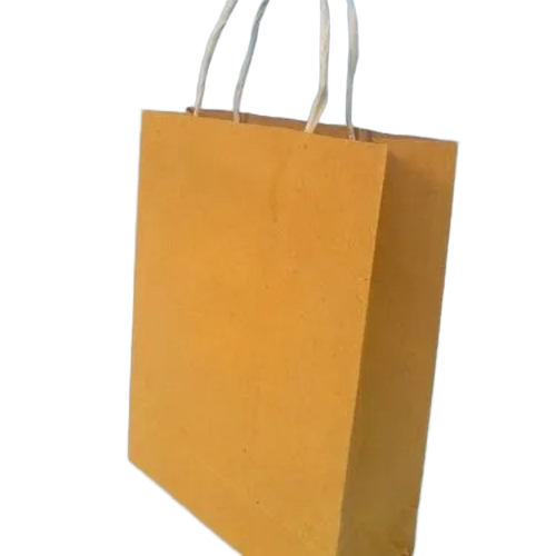 Plain Paper Bag - Kraft Paper, Customized Size, Brown, Hand Length Handle, Open Closure | Biodegradable, Moisture Proof, Recyclable, Shock Resistant