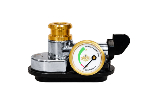 Diamond Horizontal Gas Safety Device - Brass Metal, 350g | Automatic Gas Cut-Off, Leak Detection, Mechanical Operation