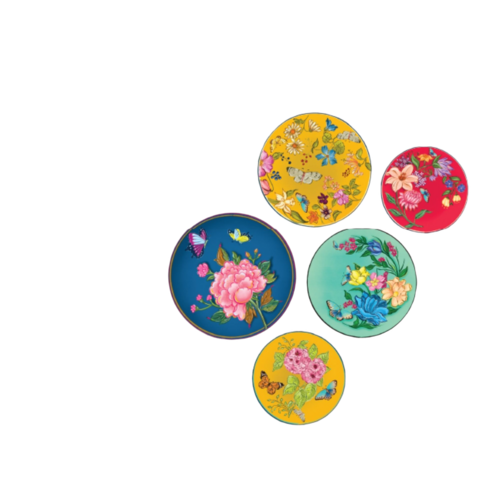 Ritualistic Pushpam Art Fridge Magnets Set Of 5 Pcs - Color: Multi