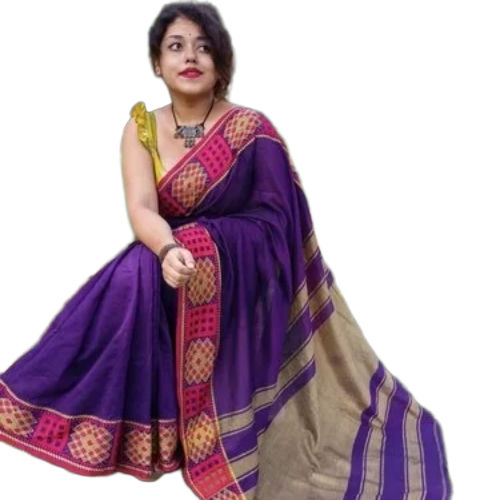 Casual Handloom Sarees - Cotton, Customized Size, Multi Color | Printed, Elegant Design, Quick Dry, Comfortable Fit