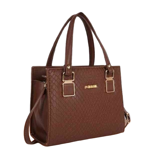 Detachable Strap Ladies Leather Handbags - Genuine Leather, Brown, Square | Zipper Closure, Adjustable Handles, Fine Finish Texture