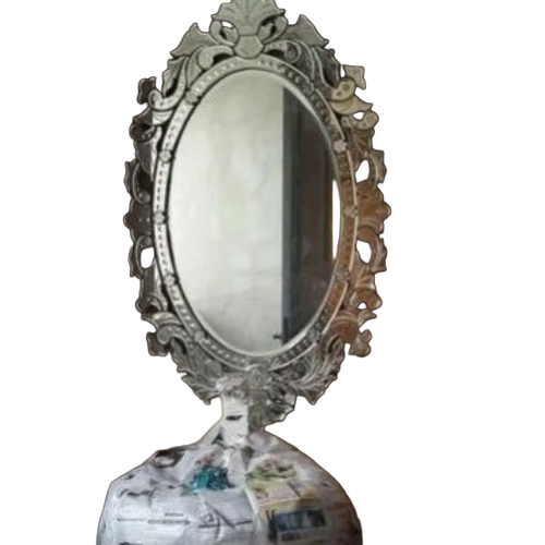 Oval Shape Venetian Antique Mirror for Home Decor - Glass Standard & Customized Sizes Antique Silver Vintage Finish Handcrafted Venetian Technique