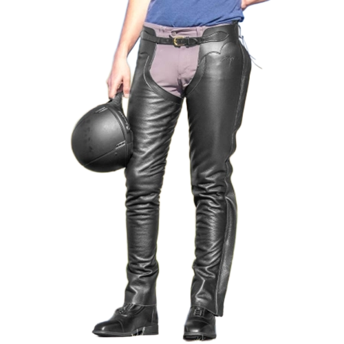 Regular Fit Black Leather Full Chaps for Riding