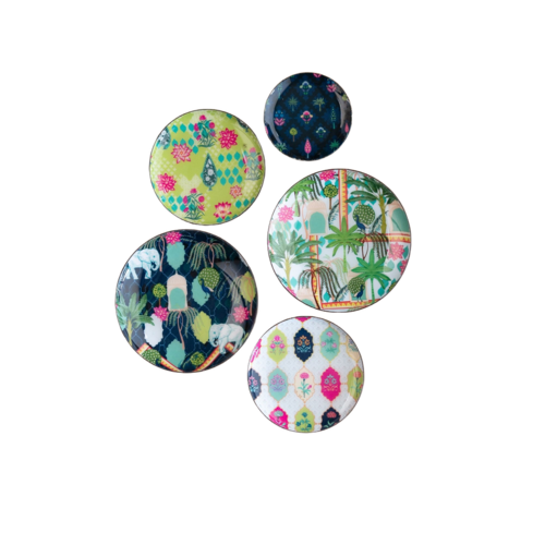 Ritualistic Jaipur Haveli Art Fridge Magnets Set Of 5 - Color: Multi