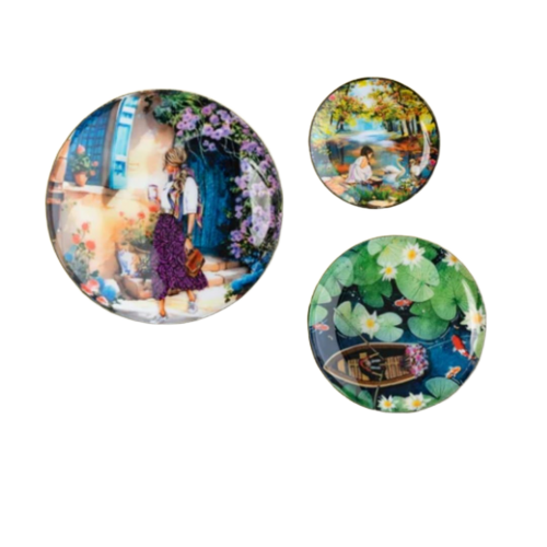 Ritualistic Slice Of Life Metal Fridge Magnet Set Of 3 Pieces - Color: Multi