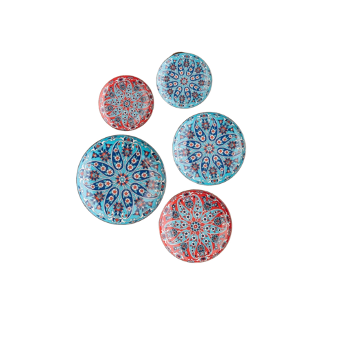 Ritualistic Turkish Art Fridge Magnets Set Of 5 Pieces - Color: Multi