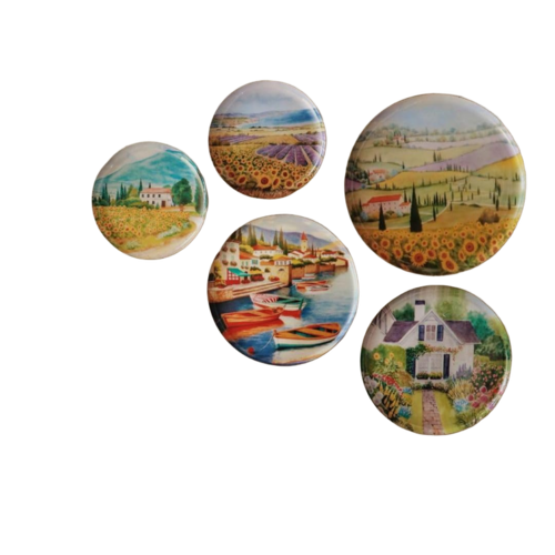 Ritualistic Tuscany Wall Plate For Home Decor Set Of 5 Pieces - Color: Multi