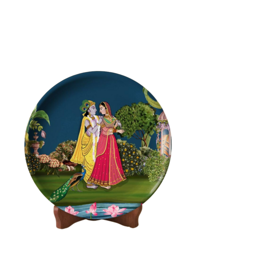 Ritualistic Wooden Krishna Photo Frame For Wall & Table Decor - Color: Multi