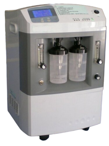 2 Flow 8L Oxygen Concentrator - 365x375x600mm White Grey Digital Display Portable 220V 93% Purity Monitoring Timer Alarm