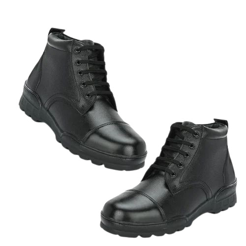 Black Leather Shoes - Heel Size: High Heel