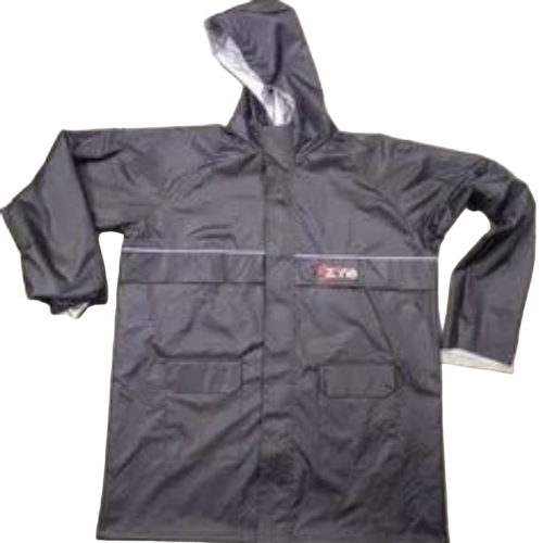 Full Sleeves Ezone Nylon Raincoat - Nylon Customized Sizes Grey | Water-Resistant Adjustable Hood Comfortable Fit