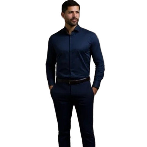 Plain Cotton Sateen Lycra Shirt