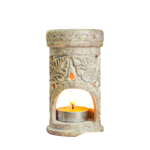 Ritualistic Handcraved Gulzar Soapstone Camphor Diffuser Burner For Home Decor - Color: White