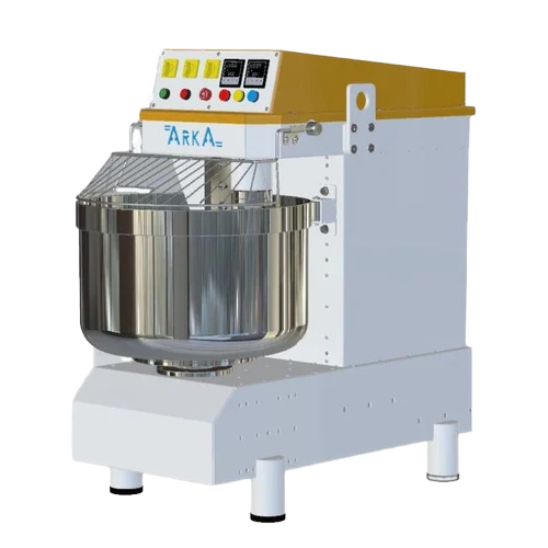 Spiral Dough Mixer Machine - Stainless Steel 50L Bowl White-Yellow 3KW 220V Semi Automatic 300-500 RPM