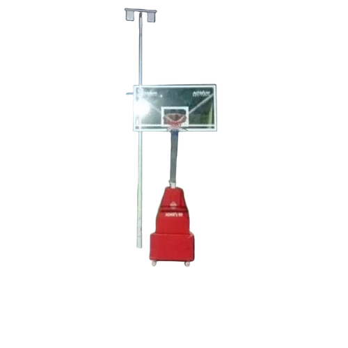 Hydraulic Basket Ball Pole - Stainless Steel White | Adjustable Height Rust Resistant Portable Stable Base