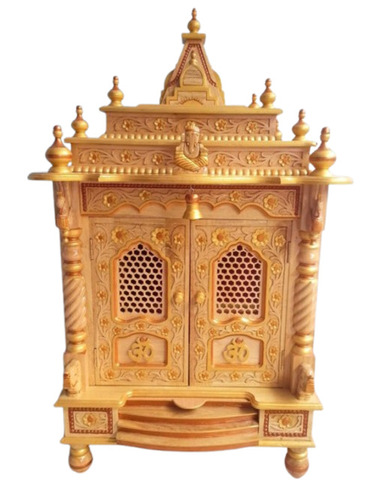 Natural Wooden Sevan Wood Temple - Solid Wood, Standard Size, Brown | Fine Finished, Durable, Lightweight, Easy To Clean