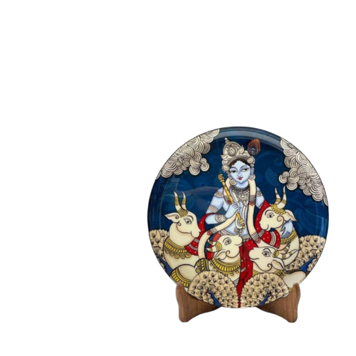 Ritualistic 8 Inch Wooden Dwarika Wall Plate For Wall & Table Decor - Color: Multi