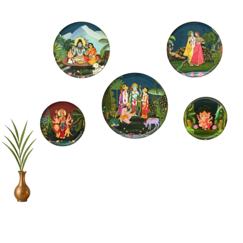 Ritualistic Five God Wall Sculpture For Home Decoration Set Of 5 Plates