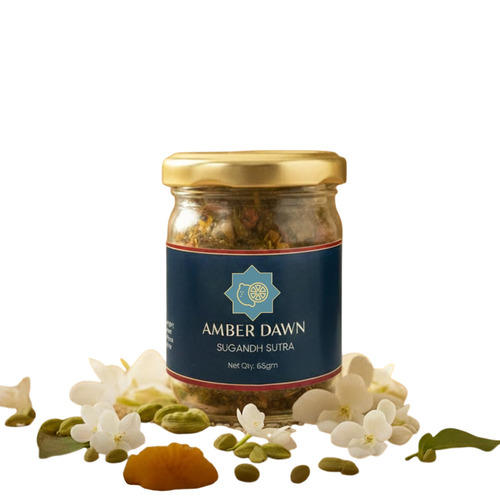 RITUALISTIC Sugandh Sutra Home Fragrance Bakhoor Refill Jar Amber Dawn - Natural Himalayan Wood Chips, 65gm, Long Fragrant, Easy Refill Design
