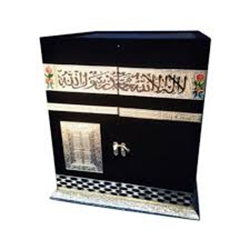 Makka Madina Quran Box - Square Shape, Black, Durable Free Standing | Intricate Patterns, Cultural Significance, Unique Craftsmanship