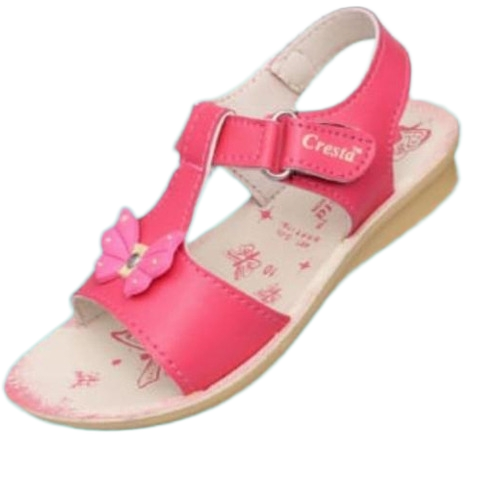 Girls Comfortable Sandals - PU Material, Red, Low Heel | Lightweight, Durable, Buckle Type
