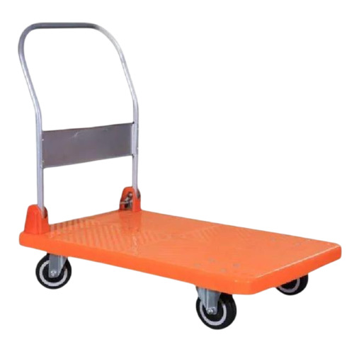 Platform Trolley - Metal, Standard Size, Orange | Manual, Heavy Duty, Industrial Material Handling