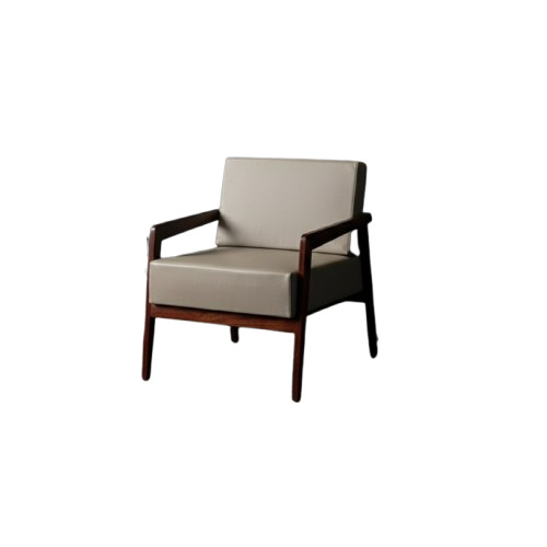 Modern Solid Wood Lounge Chair With Upholstered Cushion - Assembly: No Assembly Required