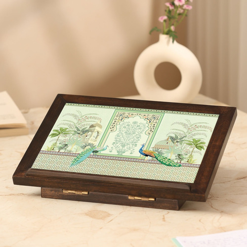 Pichwai Heritage Wooden Laptop Stand - Height: 5  Centimeter (Cm)
