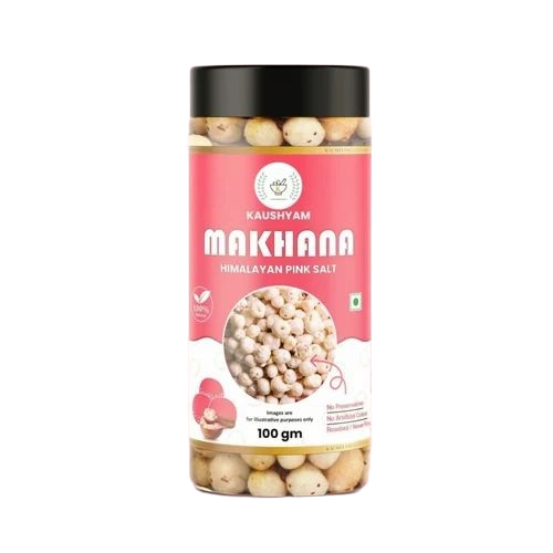 Pink Salt Roasted Makhana - Lightly Roasted, Dried Salted Variety, 4-6% Moisture | Low Fat, High Protein, Gluten Free, Vegan Friendly, Crunchy Texture