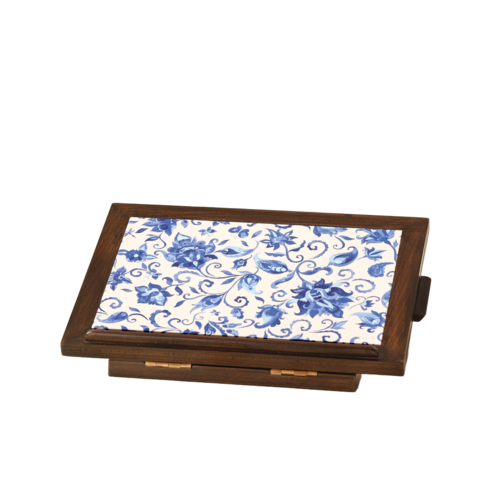 Portable Floral Blossoms Wooden Laptop Stand With Mobile Phone Tray - Application: Office
