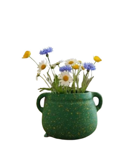 Round Terracotta Vase - Color: Green