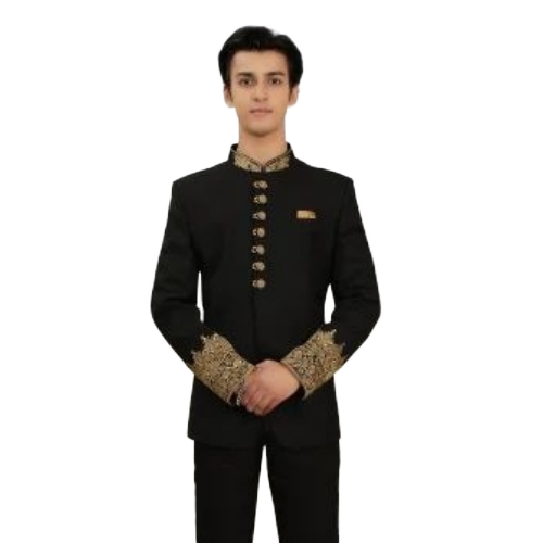 Embroidered Black Gtc Jodhpuri Suit - New Box Packaging, Comfortable Skin Friendly | Stylist, Plain, Men, All Size