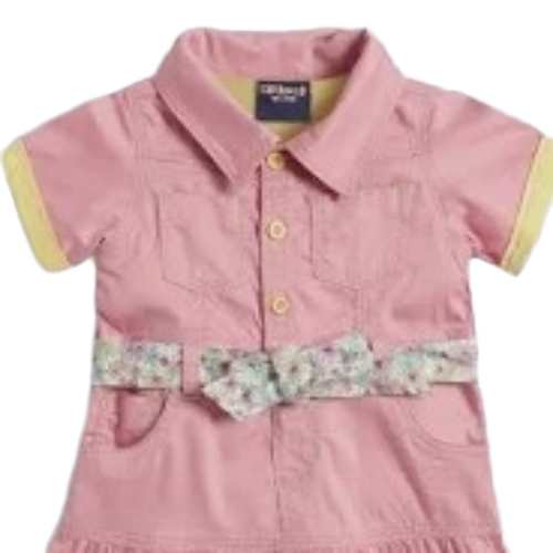 Girls Belted Dress With Contrast Detailing