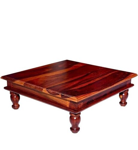 Pooja Chowki Wooden - Wood, Standard Size, Brown | Eco-Friendly, Rectangular, Worship Use
