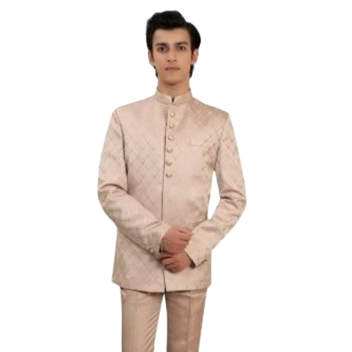 Textured Rose Gold Gtc- Jodhpuri Suit - Rose Gold, All Size | Stylist Sherwani, Comfortable, Skin Friendly