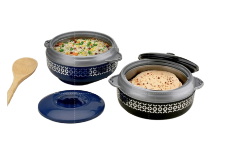 Roti Casserole - Stainless Steel, Blue and White, 1-2mm Thickness | Insulated, Lightweight, Durable, Non-Stick Coating