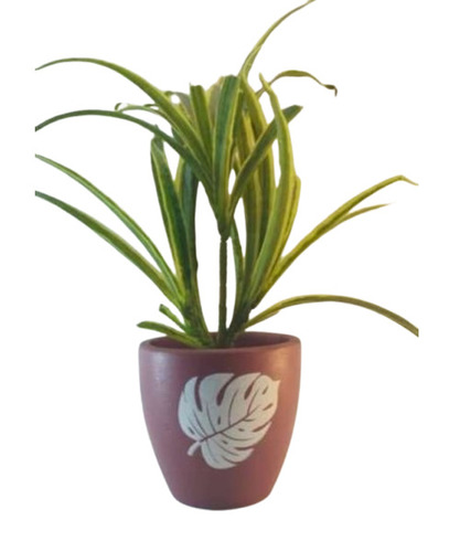White & Brown Terracotta Hand Painted Pot - Capacity: 4 Kg