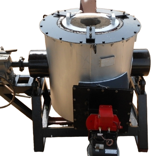 Copper Brass Melting Furnace - Brass Copper Material, Gas Powered, Tilt Type, Silver Color | Industrial Use, New Condition