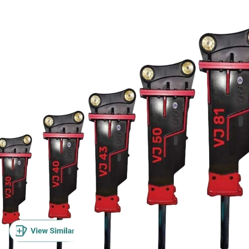 Hydraulic Rock Breaker - Alloy Steel, 3 Ton, Black And Red | 1707-2560 Psi, 550-600 Bpm Impact Rate