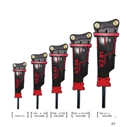 Hydraulic Rock Breaker All Varaities - Black and Red, 1500 W Power | Industrial Usage, 1 Year Warranty