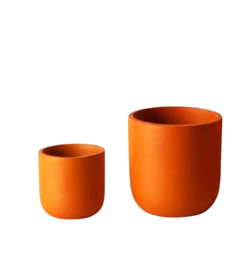 Light Orange Terracotta Hand Painted Pot Set Of 2 - Capacity: 12 Kg
