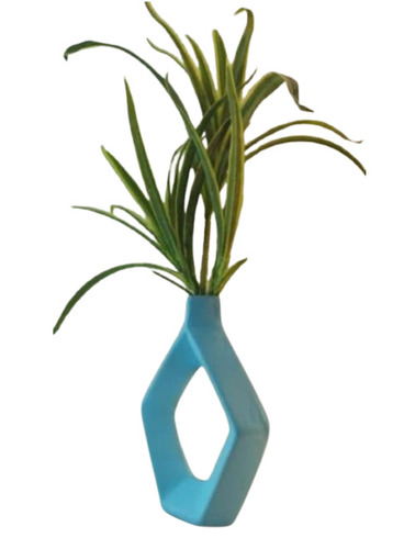 Sky Blue Terracotta Hand Painted Vase - Bottom Diameter: 1 5  Centimeter (Cm)