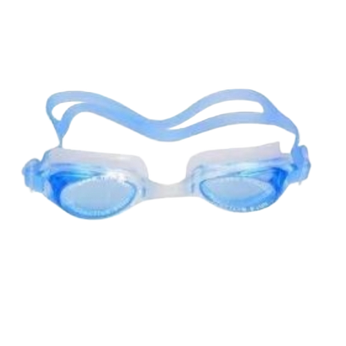 Waterworld Swim Antifogging Goggles - PU Blue Adjustable Headstrap | Swimming Anti-Fog Lenses