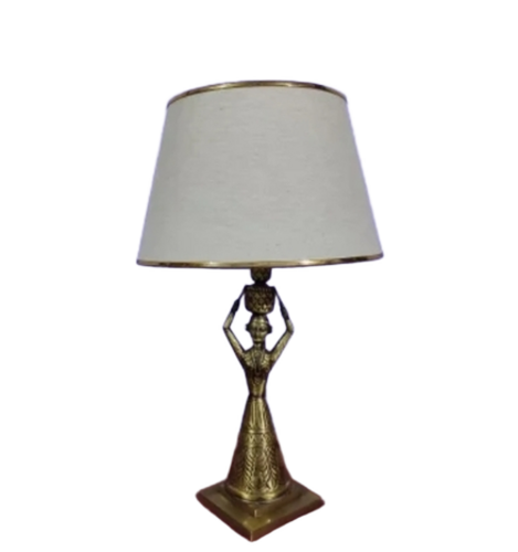 Antique Brass Table Lamp - Color: White