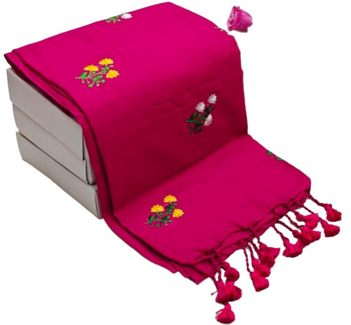 Flower Khadi Embroidery Saree - Feature: Bright Color