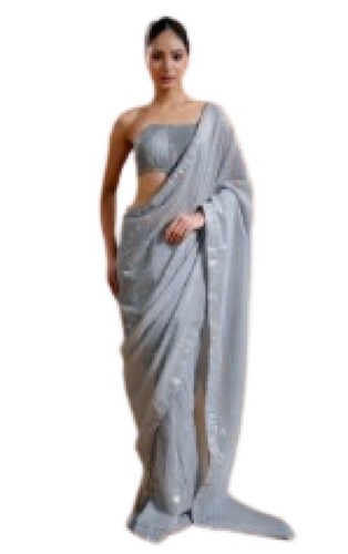 Georgette Saree - Georgette Material, Plain Pattern, Variety of Colors | Anti Wrinkle, Opaque, Party Wear
